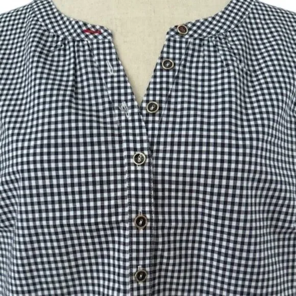 Oprah Magazine NWOT For Talbots Popover Shirt Wome's Ladybug Black Gingham Top S - Picture 6 of 14